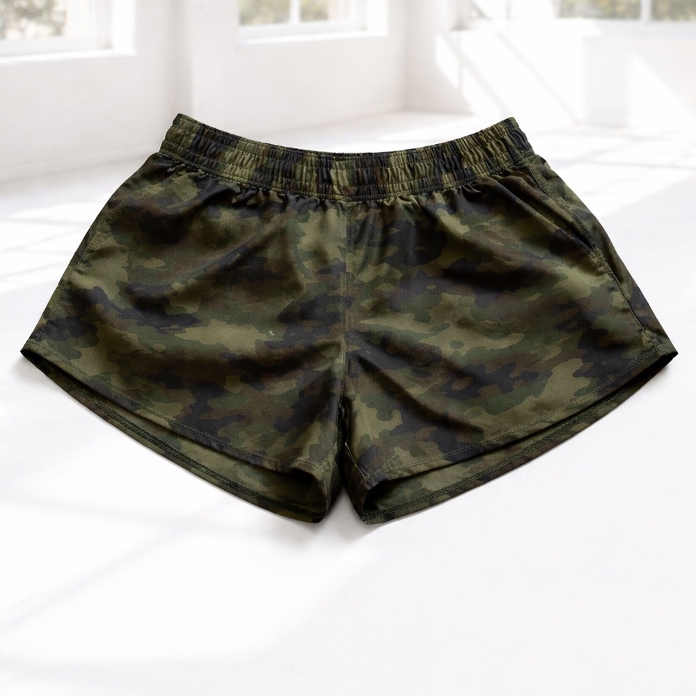 Aerie Green Cotton Blend Camo Athletic Shorts Size Small -EUC - Picture 3 of 6